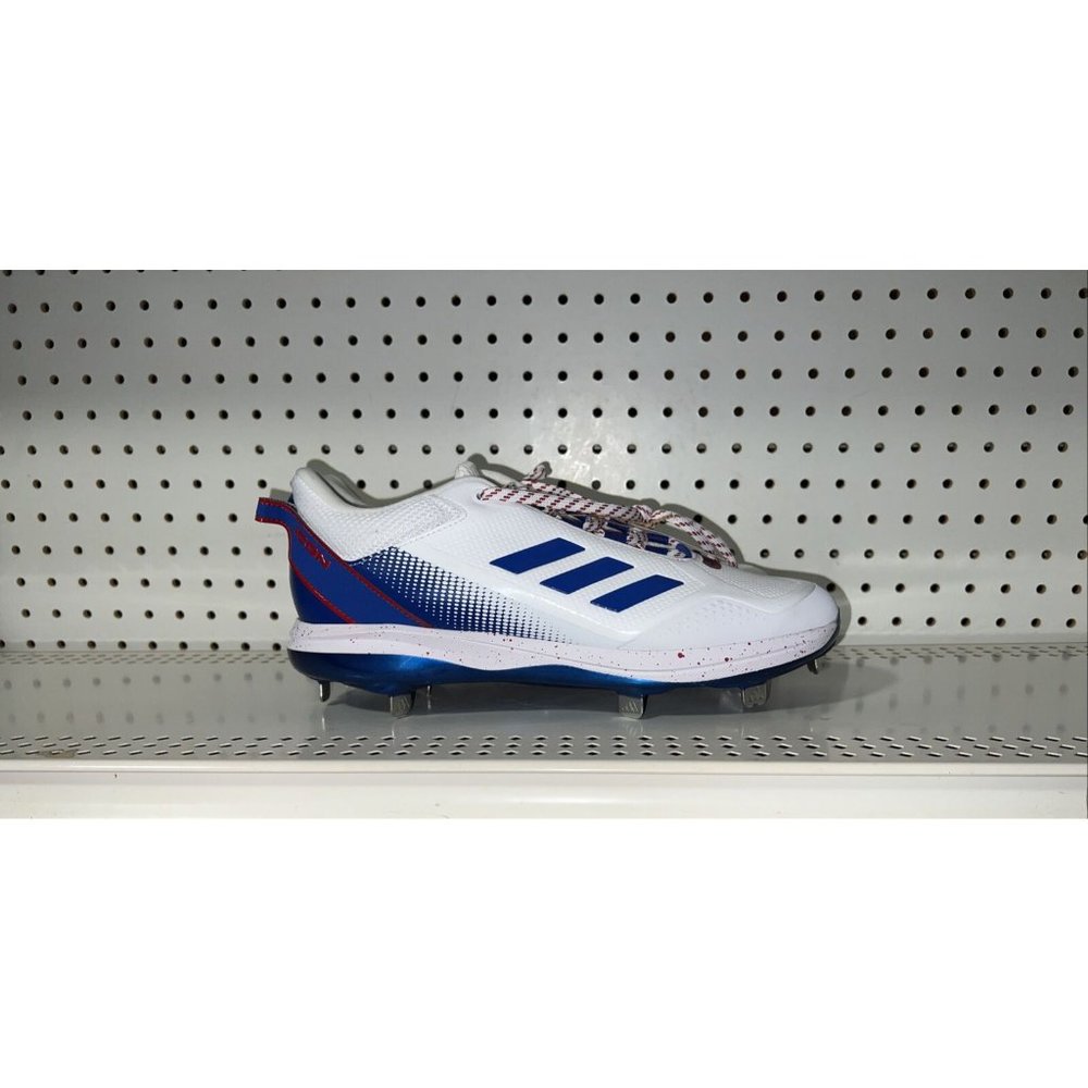 Adidas Icon 7 Kansas Jayhawks PE Mens Metal Baseball Cleats Size 8 White Blue